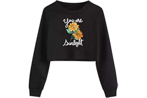 XLXUXU Girl Crop Top for Kids Long Sleeve Sweatshirts Print Funny Letters Fashion Pullover Tops