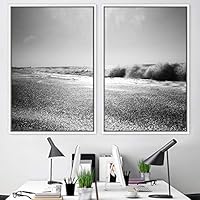2 Piece Framed Canvas Wall Art Black and White Scenery Canvas Prints Home Artwork Decoration for Living Room,Bedroom - 16
