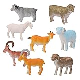 ROSENICE Animal Figures 8pcs Plastic Mini Farm Sheep Goat Animal Toys Set