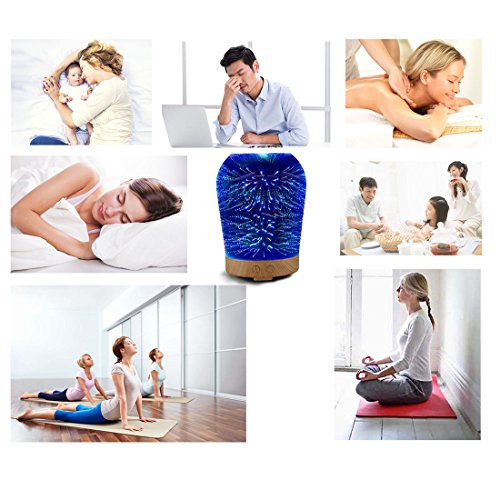 Essential Oil Diffuser 3D Glass Ultrasonic Air Humidifier 100ml with 14 Color Changing LED lights Waterless Auto Shut-off Function for Home Office Baby Room - Candlestick - Thumbnail 4