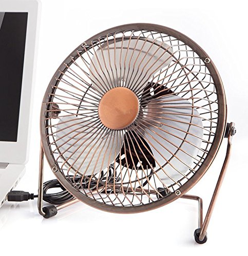 Esup 6 inch Small Fan Desktop USB Fan, Fan Quiet, USB Powered, Personal Table Fan, Mini Desk Fan - Black, Perfect School Supplies (6 Inch Bronze) - Thumbnail 7