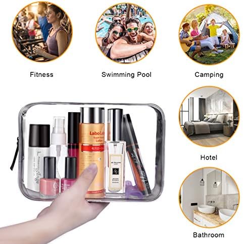 Benbilry Clear Travel Toiletry Bag with Zipper, 3PCS TSA Approved Waterproof PVC Travel Luggage Pouch Carry On Cosmetic Makeup Bag Set Handbag Beach Tote Bag for Women and Men 6 Benbilry Clear Travel Toiletry Bag with Zipper, 3PCS TSA Approved Waterproof PVC Travel Luggage Pouch Carry On Cosmetic Makeup Bag Set Handbag Beach Tote Bag for Women and Men