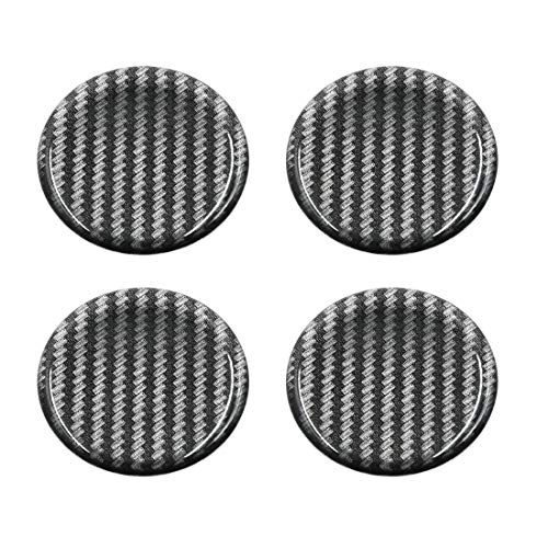 X AUTOHAUX 50mm Car Wheel Center Hub Cap Sticker Emblem Badge Carbon Fiber Pattern 4pcs