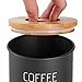 VonShef 3pc Canister Set with Bamboo Lids, Kitchen Containers for Coffee, Sugar, Tea with Airtight Seal, Modern Design Canisters, Set of 3, 1 Quart Capacity, 38oz