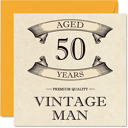 Vintage 50th Birthday Cards for Men, Aged 50 Years
