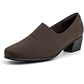 ACANER Women's Orthopedic Pumps Low Block Heel Square Toe Stretch Comfortable Dress Loafers Shoes for Bunions