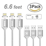 ZRSE 4th Generation 6 Feet Magnetic Braided USB Charging Cable for iPhone 5, 5c, 5s, SE, 6, 6 Plus, 6s, 6s Plus, 7, 7 Plus (silver-3-pack)