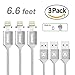 ZRSE 4th Generation 6 Feet Magnetic Braided USB Charging Cable for iPhone 5, 5c, 5s, SE, 6, 6 Plus, 6s, 6s Plus, 7, 7 Plus (silver-3-pack)