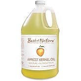 Best of Nature 100% Pure Apricot Oil – Lightweight Massage & Body Oil, Unscented Moisturizer for Hair, Skin, Face, Ideal Carrier Oil for Essential Oils, Half Gallon (64 fl oz)