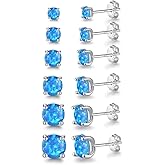Opal Stud Earrings for Women Hypoallergenic 925 Sterling Silver Post Stud Earrings Sets for Multiple Piercing Jewelry Gift