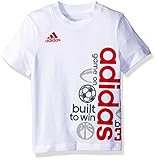 adidas Little Boys' Short Sleeve Graphic Tee Shirt, White Adidas, 5