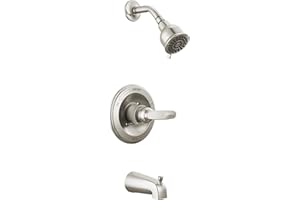 Delta Foundations 13 Series 2-Spray Bathtub and Shower Faucet Set, Brushed Nickel Shower Head and Handle Set, Valve Trim Kit, Stainless BT13410-SS (Valve Not Included)