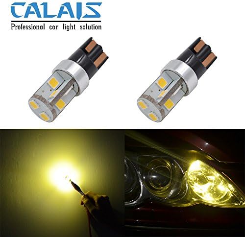 Calais Extremely Bright 194 168 175 2825 921 T10 W5W Yellow Error Free CANBUS Wedge LED Car Lights Bulb for License Plate Interior Map Dome Side Marker Light