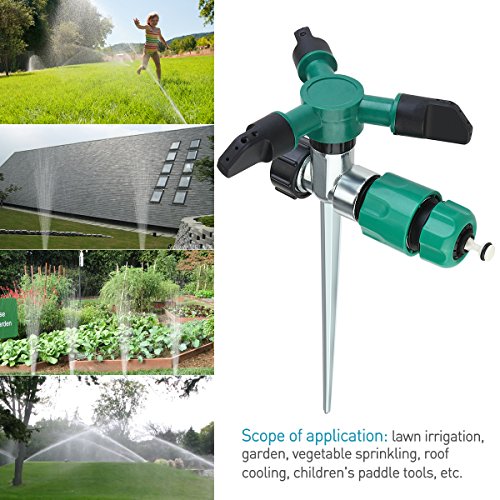 BESTOMZ 360 Degree Lawn Sprinkler 3-Arm Lawn Garden Sprinkler