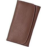 HUFFAM Genuine Leather Women's RFID Blocking Trifold Slim Clutch Wallet with 12 Card Slots, 1 ID Window, and 4 Cash Slots