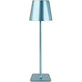 Mikasa 14.8-Inch Blue Rechargeable LED Lamp with Touch Control - Elegant Blue Aluminum Design, 5000mAh Battery, 3 Light Color