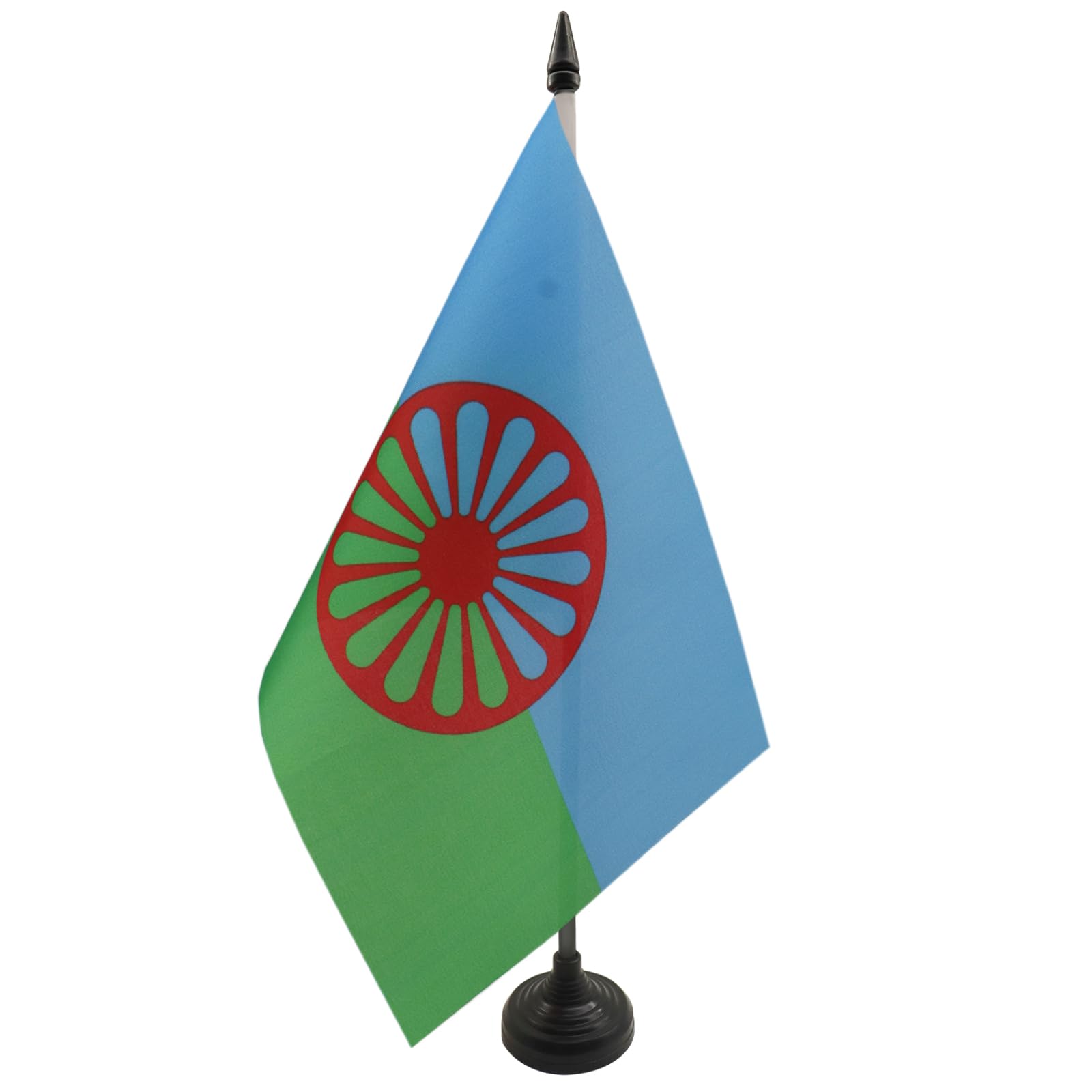 AZ FLAG Gypsy Table Flag 5'' x 8'' - Traveller Office Decoration 100% Polyester 21 x 14 cm - Mini Desk Flag with Pole and Black Plastic Base