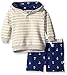Rosie Pope Little Girls 2 Piece Anchor Hooded Sweatshirt and French Terry Short Set, Twilight Blue, 24 Months