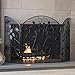Best Choice Products 3-Panel 50x30in Steel Metal Mesh Protective Fireplace Screen, Fire Spark Guard Gate for Indoor & Outdoor w/Rustic Worn Finish, Scroll Leaf Decals