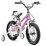 RoyalBaby Kids Bike Boys Girls Freestyle BMX Bicycle with Training Wheels Gifts for Children Bikes 14 Inch Pink