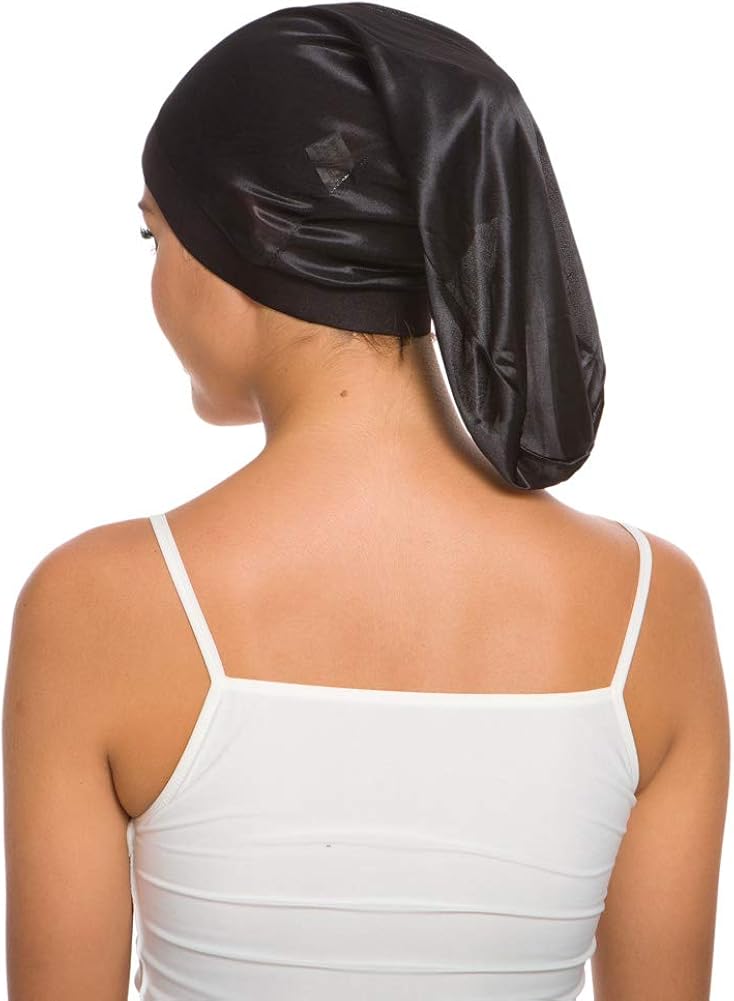 Dreadlock Sleeping Caps, Women Men Spandex Night Sleep Hat Hair for Braids black One