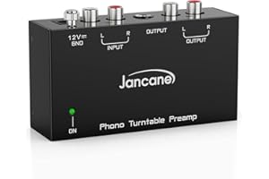 Jancane Phono Preamp for Turntable- Mini Electronic Audio Stereo Phonograph Preamplifier with RCA Input, RCA/TRS Output, Low 