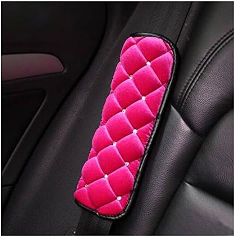 BlingSHD 2 Pcs Plush Car Seat Belt Cover Shoulder Pad with Rhinestone - Pink