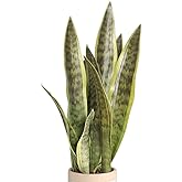 XZJMY Fake Snake Plant 16.5" Artificial Plant Fake Sansevieria for Home Office Store Decoration,Without Vase (3Pcs, Green)