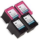 Remanufactured Ink Cartridge Replacement for HP 60 CC640WN CC643WN (2 Black 2 Color) 4 Pack