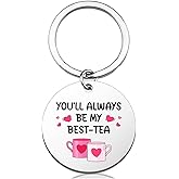RPBAGW Bestie Gifts for Women Funny Best-Tea Keychain Friendship Gifts for Besties Friends BFF Christmas Birthday
