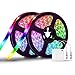 LED Strip Lights Battery Operated,SOLMORE 13.2FT/4M RGB LED Light Strip SMD5050 60 LEDs Rope Lights Led Lights for Room Color Changing Flexible LED Strip Kit for Party Indoor Outdoor (2Pcs)