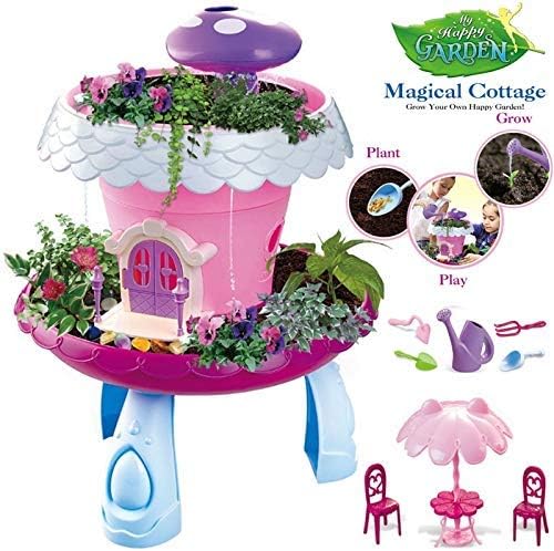 Rexco Magical Musical Light Up Cottage Grow Your Own Garden Flower Plant Pot Creative Educational Toy Childrens Kids Girls Pink House Gardening Tools Learning Toy Playset With Accessories