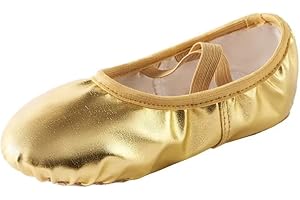 missfiona PU Leather Ballet Shoes Women Belly Slippers Dance Shoes Adult Split-Sole Gymnastics Flat
