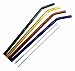 Teenie Greenie Bent Glass Straws 9 in x 9.5 mm, 4 Pack, Shatter Resistant, Pyrex-Glass + 2 Cleaning Brushes -No BPA-, Non-Toxic, Reusable, Eco-Friendly, 4 Fun Colors