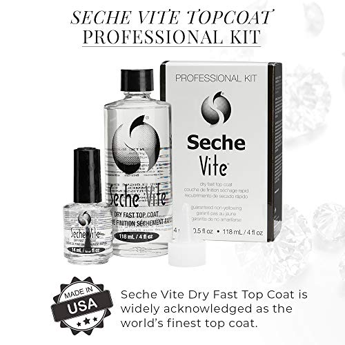 Seche Vite Dry Fast Top Coat Professional Kit, 4 oz Refill & 0.50 oz - Thumbnail 2
