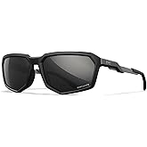 Wiley X WX Recon Sunglasses Safety Glasses for Men Shatterproof UV Eye Protection for Combat and Shooting Captivate Polarized Black Mirror Lenses Matte Black Frames