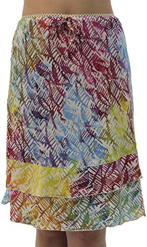 Santiki Batik Print Ruffle Hem Skirt - Bright Leaf Print - Small