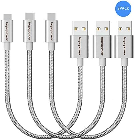 Hopopower 3Pack (1ft 1ft 1ft) USB C Cable Type C Short Cable Portable for OnePlus 5, Nexus 6P, Nexus 5X, LG G5, Samsung Galaxy Note 8, HTC 10, Lumia 950, Nintendo Switch (gray)
