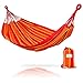 Hammock Sky Brazilian Double Hammock Two Person Bed for Backyard, Porch, Outdoor and Indoor Use - Soft Woven Cotton Fabric (Orange and Yellow Stripes)