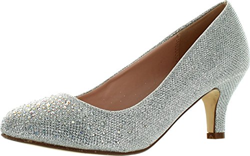 BonnibelWomen's Shoes Wonda-1 Round Toe Classic Pumps, Silver, Size 7.0