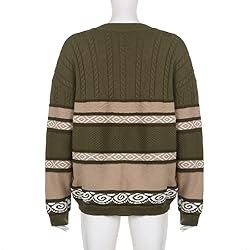 Striped Sweater Women Y2k Patchwork Vintage Casual