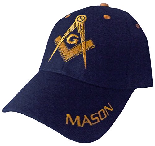 Mason Hat with Masonic Lodge Emblem Logo Incl BCAH Bumper Sticker (Navy Blue)
