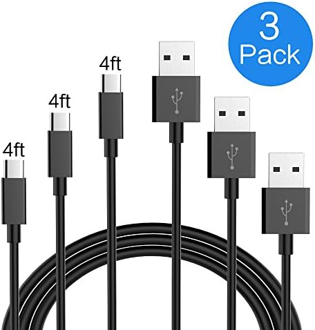USB Type C Cable, Marvotek Charger Cable 3 Pack 4ft for Samsung Galaxy Note 8,S8,S8 Plus, LG G6 G5 V30 V20, Google Pixel, Nintendo Switch, Macbook Black
