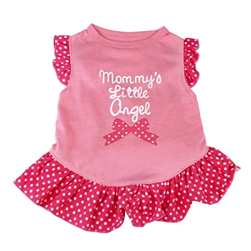 Puppy Clothes,Neartime Small Dog Cat Pet Dress Fly Sleeve Dress for Pet (XS, Pink)