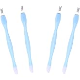 4 Pcs Cuticle Trimmer Pusher Remover, Rubber Tip Gentle on Nail Bed, Stainless Steel Cuticle Remover, Manicure Tool for Fingernails