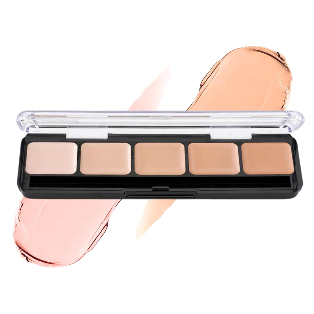 HD Glamour Compact Foundation - Cool #1 | 5 Well Foundation Full Coverage Palette | Use as Cream Contour Palette/Contour Makeup, Under Eye Colour Corrector, Colour Corrector Dark Circles by Graftobian
