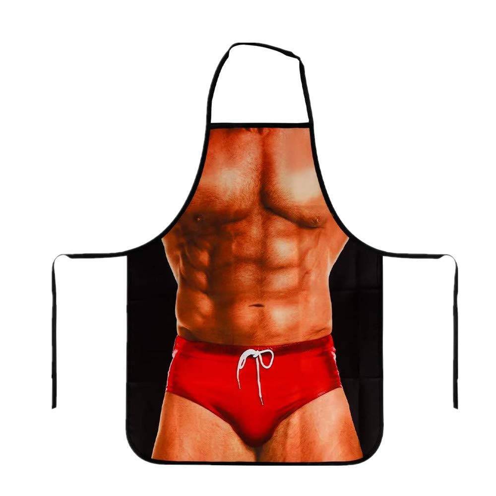 JXY Funny Kitchen Apron Waterproof and Novelty Muscle Cooking Apron for Kitchen and Cooking