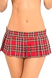 Women Role Play Mini Plaid Skirt Sexy Schoolgirl Lingerie (Small, Red)