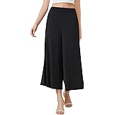 Turnhier Womens Culottes Elastic Waist Wide Leg Pants Casual Summer Palazzo Pants Lounge Trousers with Pockets