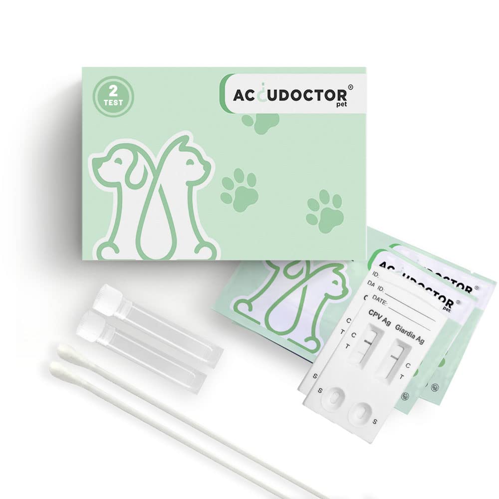 2 AccuDoctor Test Giardia + Parvovirus for Dogs - Parvo Test - Accurate Detection Giardiasis Quick puppy Dog Parvovirose diarrhoea parvo CPV test for puppies